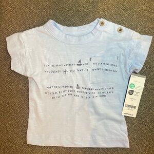 Carter’s Baby Nautical Theme Light Blue T-Shirt- Buttons, boats, waves